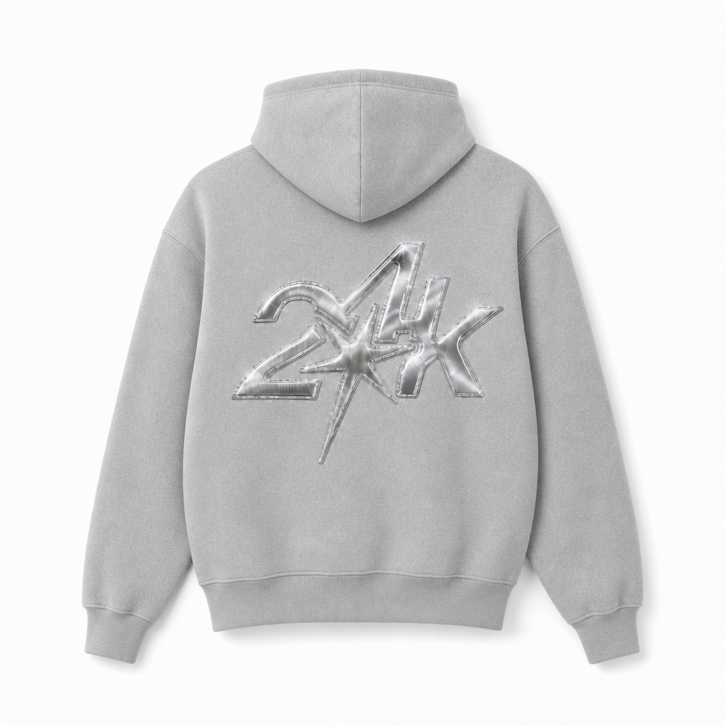 24K GREY ZIP UP HOODIE