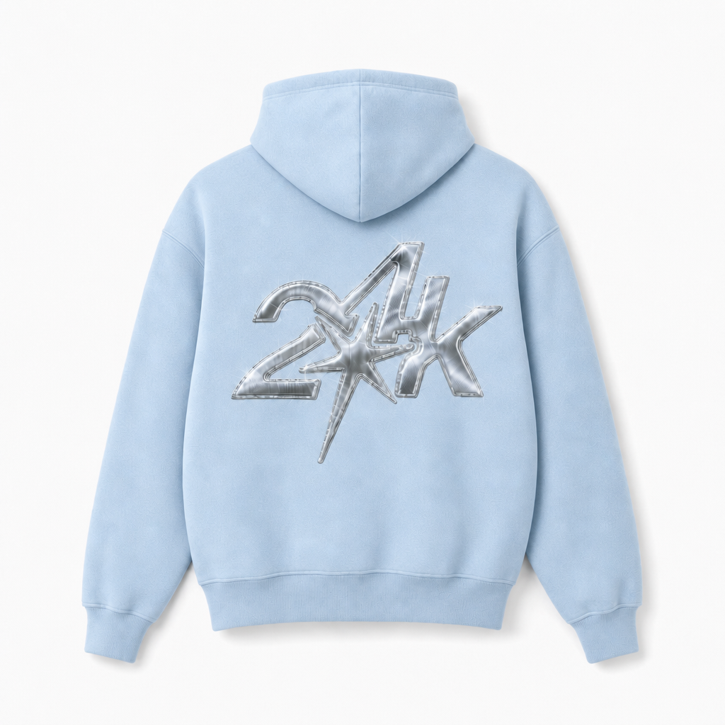 24K ZIP UP BABY BLUE HOODIE