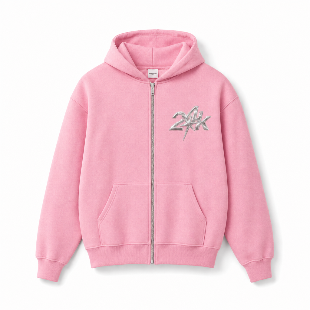 PINK ZIP UP 24k HOODIE
