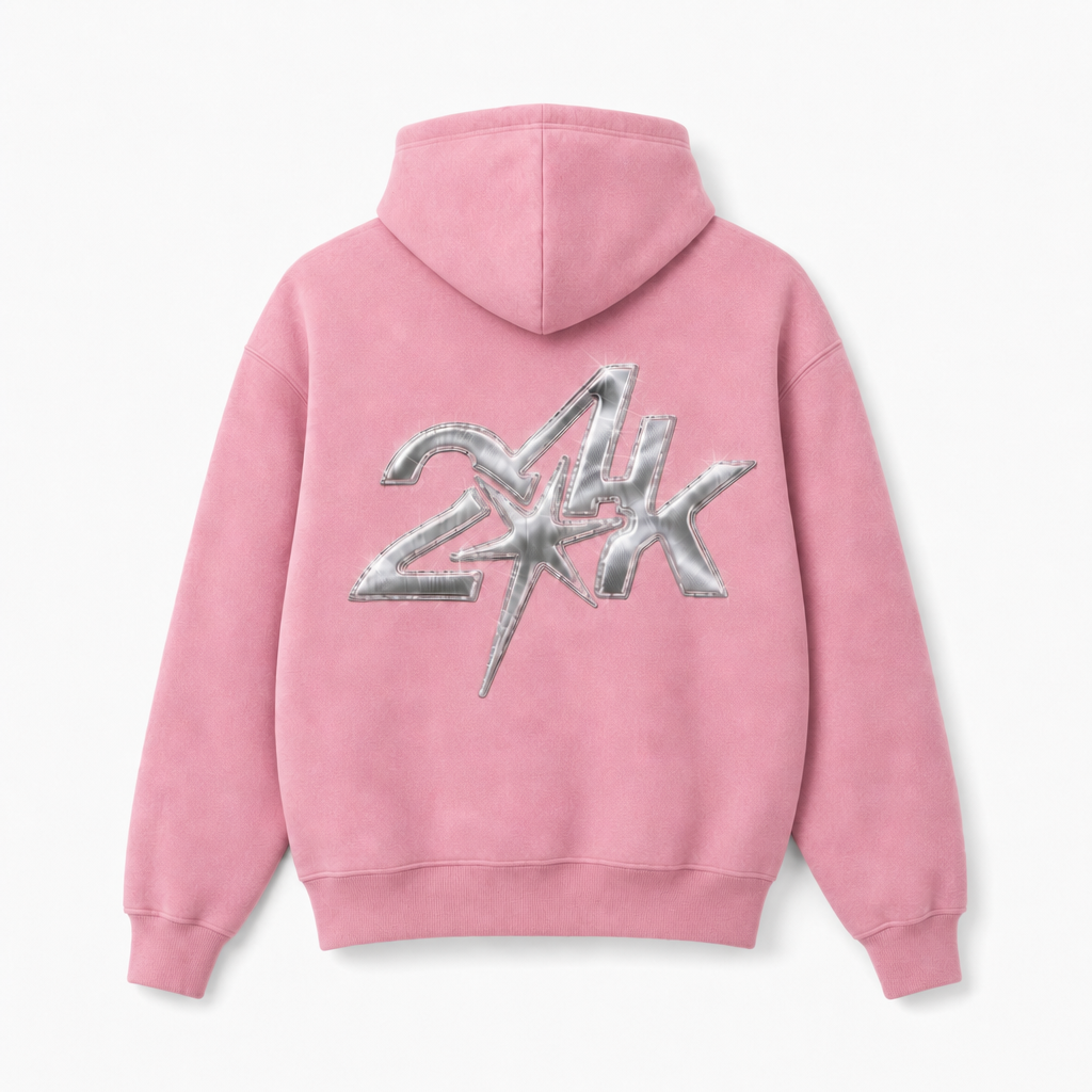 PINK ZIP UP 24k HOODIE